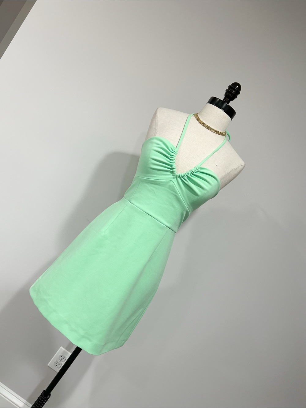 French Connection Mint Green Halter Mini Dress